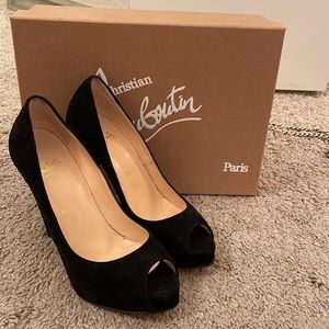 Christian Louboutin Black Very Conic 120 Veau Velours Heels 36